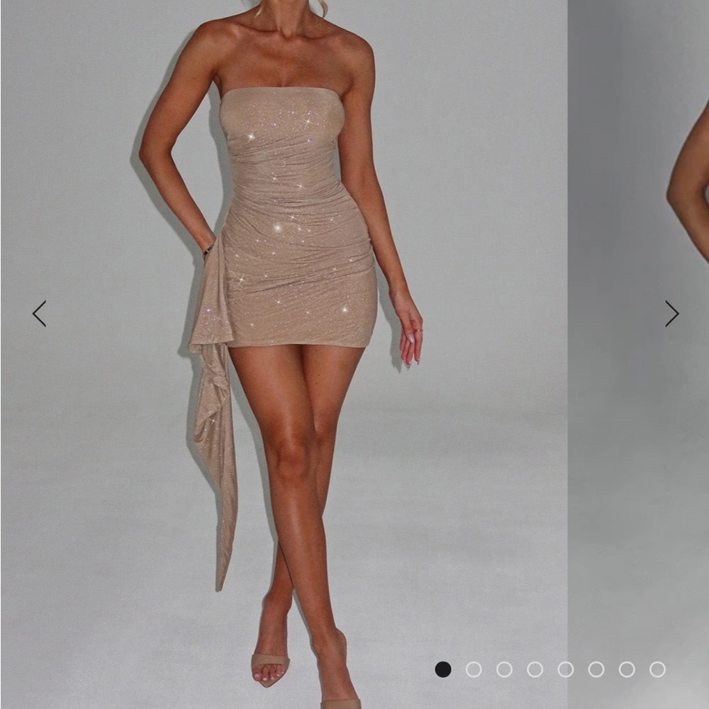 Babyboo Strapless Gold Mini Dress in XS